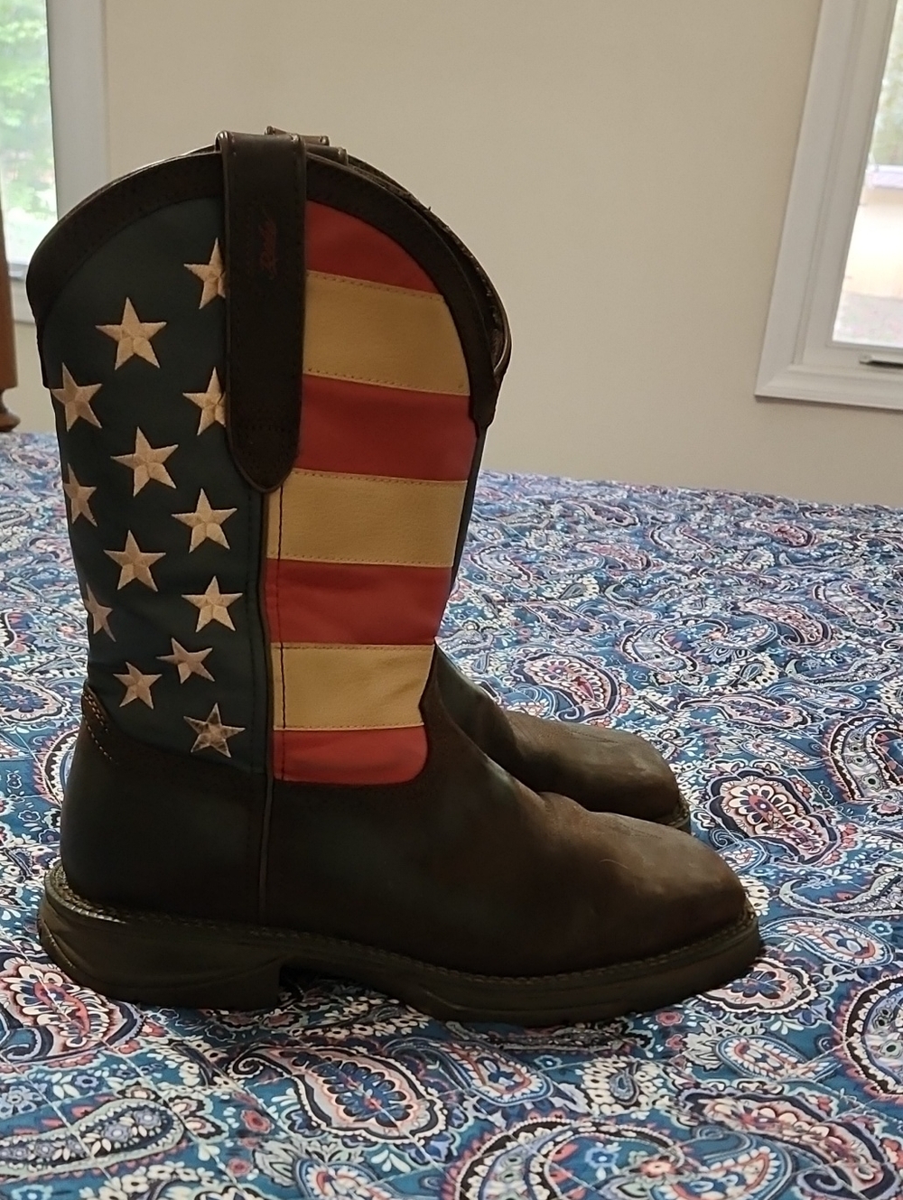 Durango Leather Work Boots with American Flag